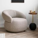 Fauteuil en Tissu Bouclé Texturé beige chiné Pivotant - SIONY