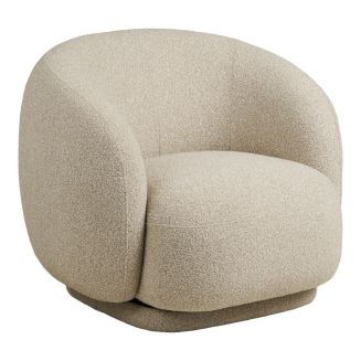 Fauteuil en Tissu Bouclé Texturé beige Pivotant - HARWEY