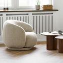 Fauteuil en Tissu Bouclé Texturé beige Pivotant - HARWEY