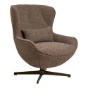 Fauteuil en Tissu Bouclé Texturé marron chiné Pivotant pied métal - BELIAM