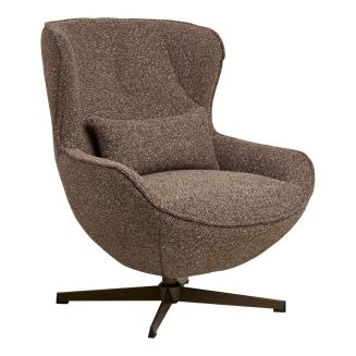 Fauteuil en Tissu Bouclé Texturé marron chiné Pivotant pied métal - BELIAM