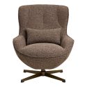 Fauteuil en Tissu Bouclé Texturé marron chiné Pivotant pied métal - BELIAM