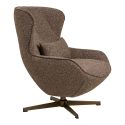 Fauteuil en Tissu Bouclé Texturé marron chiné Pivotant pied métal - BELIAM