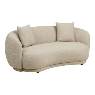Canapé 2,5 places fixe en Tissu Bouclé Texturé beige avec 2 coussins - HARWEY