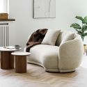 Canapé 2,5 places fixe en Tissu Bouclé Texturé beige avec 2 coussins - HARWEY