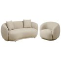 Ensemble canapé 2,5 places fixe + 1 fauteuil pivotant en Tissu Bouclé Texturé beige - HARWEY