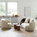 Ensemble canapé 2,5 places fixe + 1 fauteuil pivotant en Tissu Bouclé Texturé beige - HARWEY