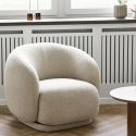 Ensemble canapé 2,5 places fixe + 1 fauteuil pivotant en Tissu Bouclé Texturé beige - HARWEY