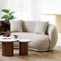 Ensemble canapé 2,5 places fixe + 1 fauteuil pivotant en Tissu Bouclé Texturé beige - HARWEY