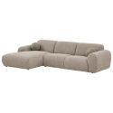 Canapé 3 places méridienne gauche en tissu texturé beige avec 2 coussins - CYCLADE