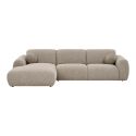 Canapé 3 places méridienne gauche en tissu texturé beige avec 2 coussins - CYCLADE