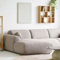 Canapé 3 places méridienne gauche en tissu texturé beige avec 2 coussins - CYCLADE