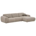 Canapé 3 places méridienne droite en tissu texturé beige avec 2 coussins - CYCLADE