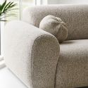 Canapé 3 places méridienne droite en tissu texturé beige avec 2 coussins - CYCLADE