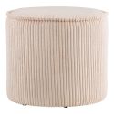 Pouf rond en velours côtelé beige sable - TALIOS