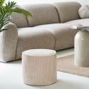 Pouf rond en velours côtelé beige sable - TALIOS