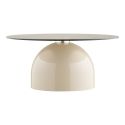 Table basse plateau Ø70cm en verre trempé fumé pied central en métal beige - RAFAELO