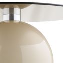 Table basse plateau Ø70cm en verre trempé fumé pied central en métal beige - RAFAELO