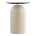 Bout de canapé Ø40cm plateau en verre trempé fumé pied central en métal beige - RAFAELO