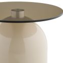 Bout de canapé Ø40cm plateau en verre trempé fumé pied central en métal beige - RAFAELO