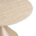 Table basse Ø70cm plateau en céramique aspect travertin pied en métal beige - RIVAGE