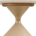 Table basse Ø70cm plateau en céramique aspect travertin pied en métal beige - RIVAGE