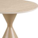 Bout de canapé Ø50cm plateau en céramique aspect travertin pied en métal beige - RIVAGE