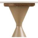 Bout de canapé Ø50cm plateau en céramique aspect travertin pied en métal beige - RIVAGE