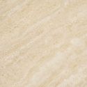 Table repas Ø120cm plateau en céramique aspect travertin pied en métal beige - RIVAGE