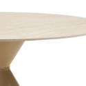 Table repas Ø120cm plateau en céramique aspect travertin pied en métal beige - RIVAGE