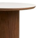 Table basse Ø60cm plateau en céramique aspect marbre pied placage frêne teinté - NELLY