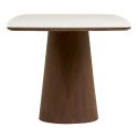 Table repas 200cm plateau en céramique aspect marbre pied placage frêne teinté - NELLY