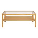 Table basse en chêne massif et MDF placage chêne plateau en verre- MARIEM