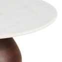 Table basse Ø70cm plateau en marbre pied en manguier teinté - ELKE
