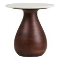Bout de canapé Ø40cm plateau en marbre pied en manguier teinté - ELKE