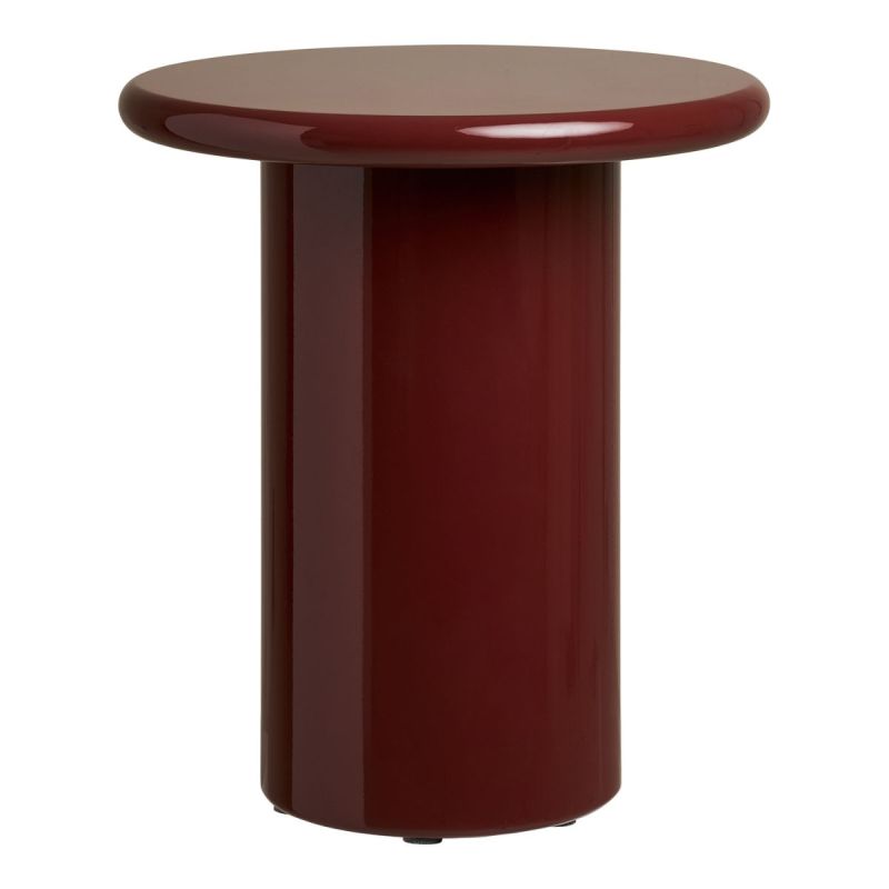 Bout de canapé Ø45cm en MDF laqué rouge bordeaux - ATIKA
