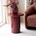 Bout de canapé Ø45cm en MDF laqué rouge bordeaux - ATIKA