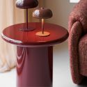 Bout de canapé Ø45cm en MDF laqué rouge bordeaux - ATIKA