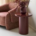 Bout de canapé Ø45cm en MDF laqué rouge bordeaux - ATIKA