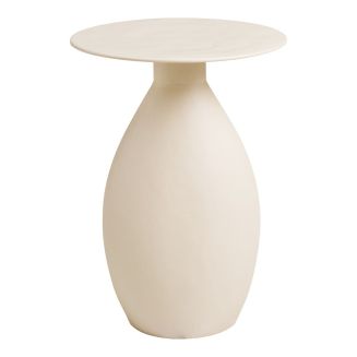 Table d'appoint H50cm en métal émaillé blanc ivoire - CALOAS
