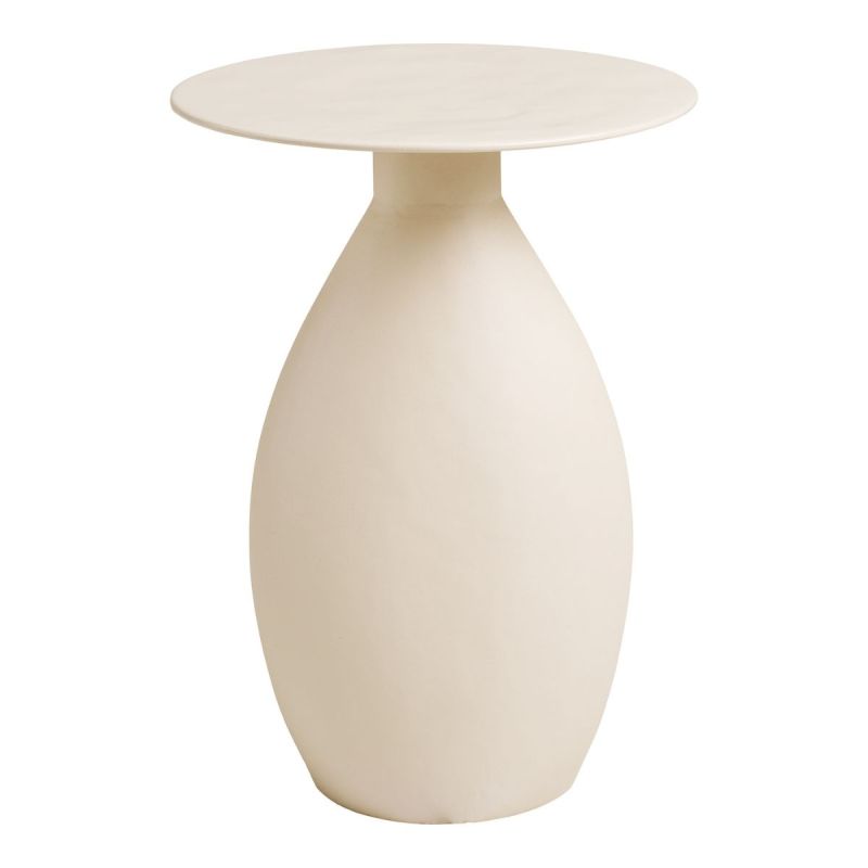 Table d'appoint H50cm en métal émaillé blanc ivoire - CALOAS