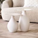 Table d'appoint H50cm en métal émaillé blanc ivoire - CALOAS