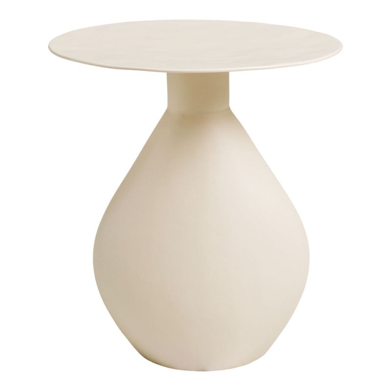 Table d'appoint H40cm en métal émaillé blanc ivoire - CALOAS