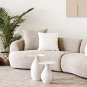 Table d'appoint H40cm en métal émaillé blanc ivoire - CALOAS