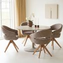 Table repas ronde Ø120cm plateau en MDF et pied en métal laqué mat sable - COSTA