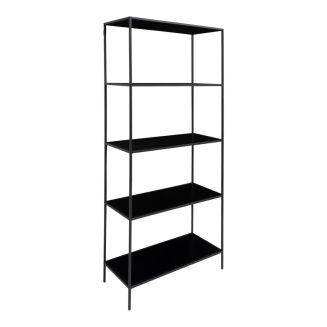 Etagère 5 Plateaux largeur 80cm Acier Noir et Aspect Bois Noir - HARALD