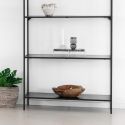 Etagère 5 Plateaux largeur 80cm Acier Noir et Aspect Bois Noir - HARALD