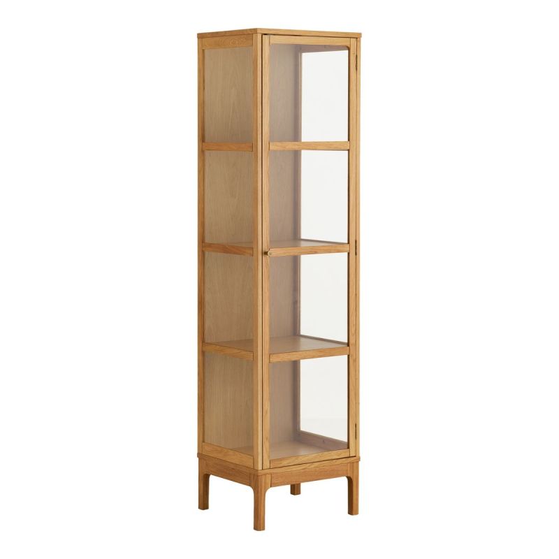 Vitrine 1 porte 3 étagères en chêne et MDF placage chêne - CACERES