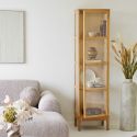 Vitrine 1 porte 3 étagères en chêne et MDF placage chêne - CACERES