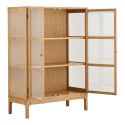 Meuble de rangement 2 portes vitrées en chêne et MDF placage chêne - CACERES
